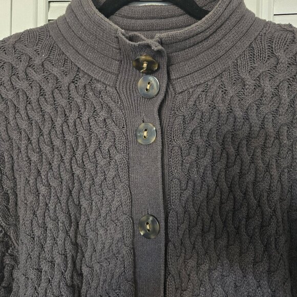 Macy's | Style & Co | Cable Knit Grey Cardigan Sweater/Poncho - Picture 5 of 6